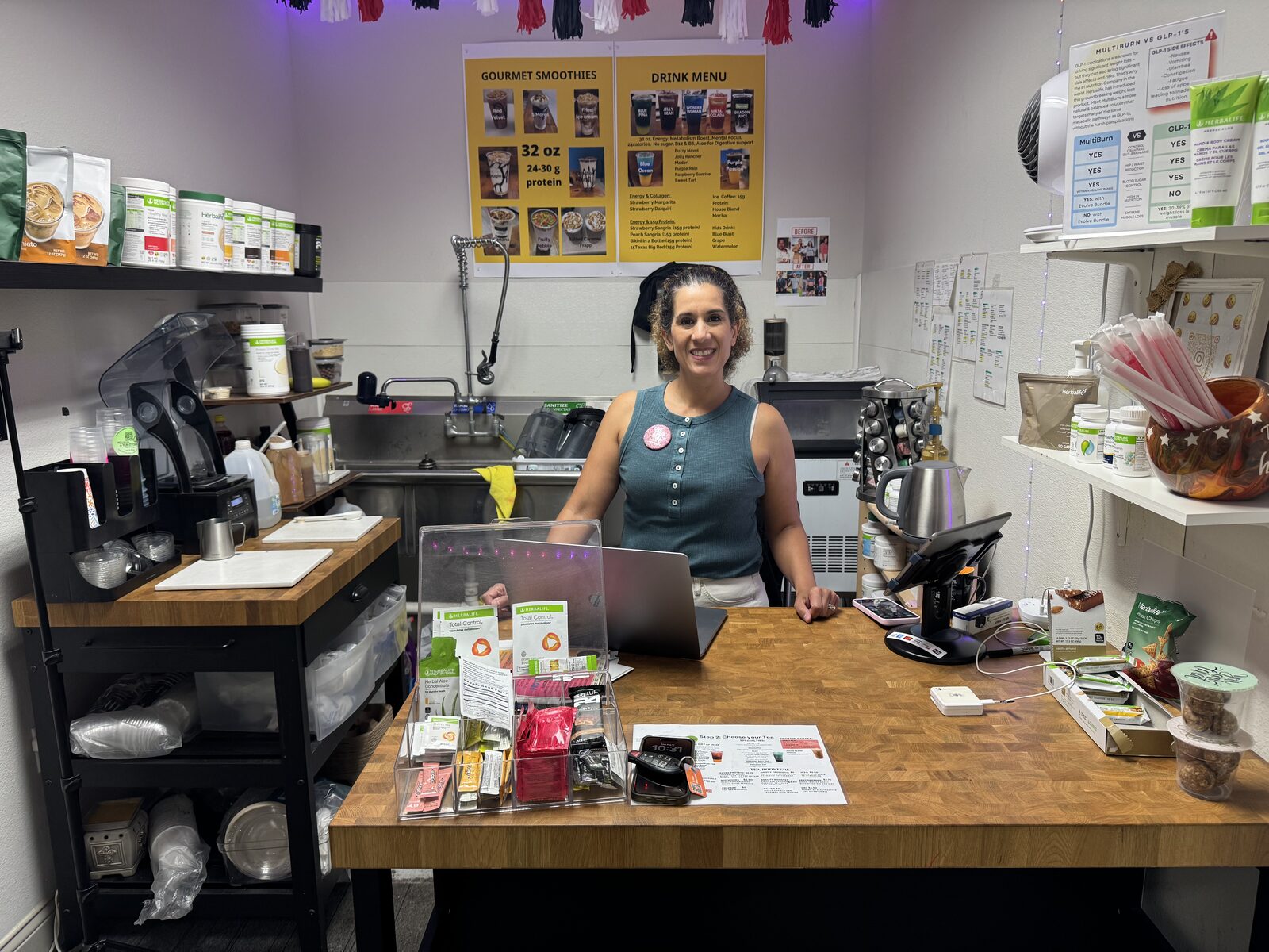 Ysela Craig, owner of Broadway Nutrition, inside the Pearland smoothie and tea shop
